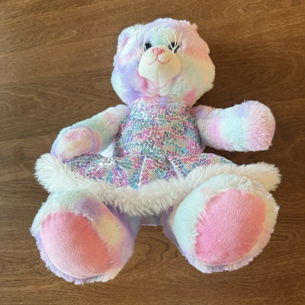 Build A Bear Pastel Sherbet Swirl Kitty Cat Purple Pink Blue 16